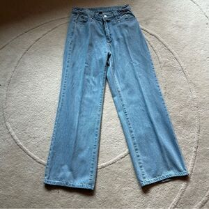 CIDER Straight Leg Wide Mid-rise Light Blue Jeans #9